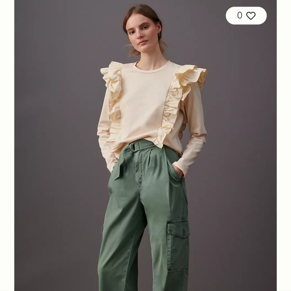 🇺🇸 Anthropologie NWTs Karina Ruffled Sweatshirt - Picture 3 of 13